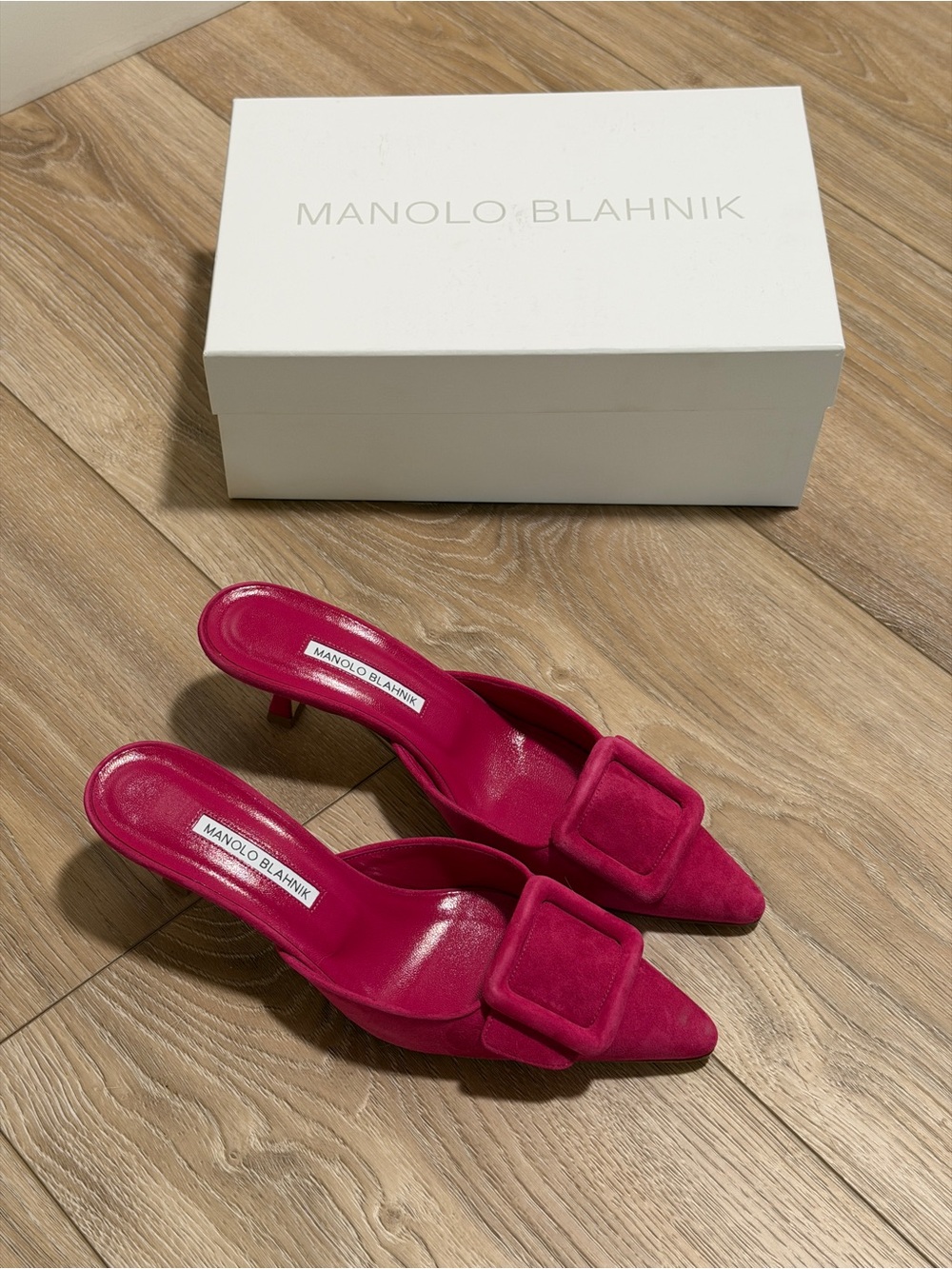 MANOLO BLAHNIK Maysale 50 buckled suede mules